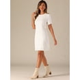 thumbnail image 4 of DARING DIVA Tweed Sweater Elegant Casual Knit Dress XS White, 4 of 6