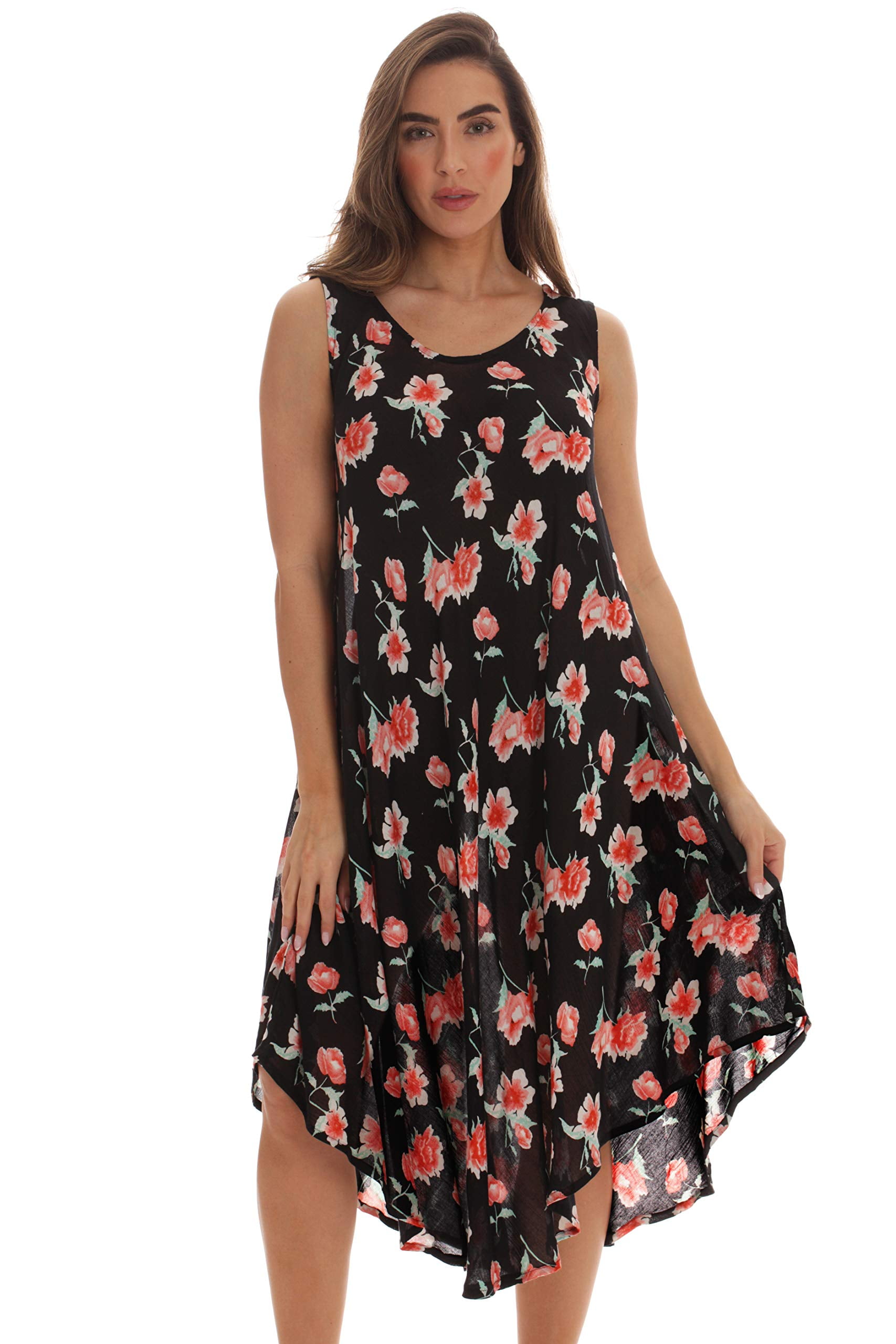 Riviera Sun Dress / Dresses for Women (Black - Floral 1, Large ...