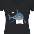 thumbnail image 4 of Inktastic Shark Dinner Women's V-Neck T-Shirt, 4 of 5