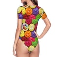 thumbnail image 4 of The Xecao Brightly Colored Cupcakes Women's Crew Neck Body Suit, a short-sleeved bodysuit and basic swimsuit, both comfort and style for dating and daily life, 4 of 9