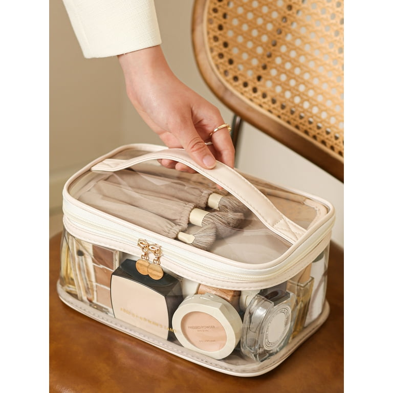 big travel makeup bags Large Clear Makeup Bag Big Travel Cosmetic Bag On-the-go Toiletry Bag with  Handle Transparent Toiletries Bags Pouch for Purse Orangizer for Daily