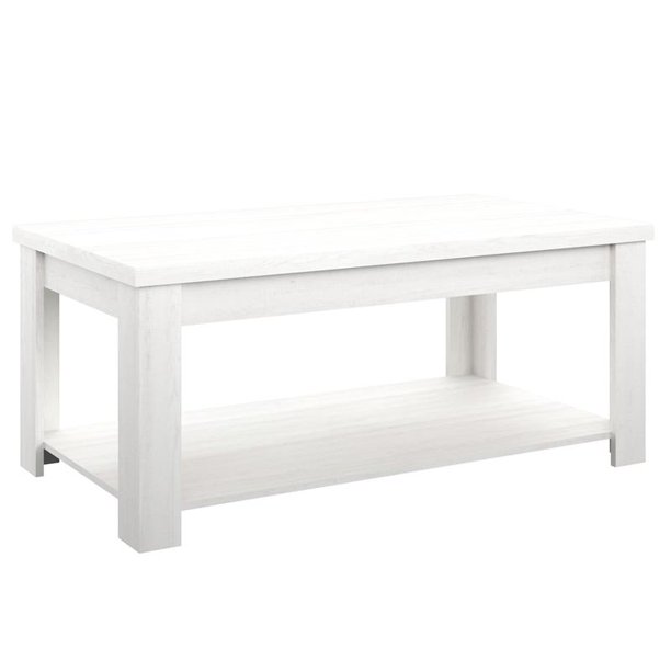 Transitional Farmhouse Coffee Table With Storage White Weathered Oak Walmart Com Walmart Com