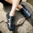 thumbnail image 7 of Men's Hook Loop Closed Toe Fisherman Sandals,Fashion Hand Stitching Leather Outdoor Hiking Waterproof Athletic Sandals Summer Beach Shoes, 48, 7 of 7
