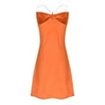 thumbnail image 6 of Summer Saving Wycnly Formal Dresses for Women Cocktail Party Prom Sexy Slim Spaghetti Strap Mini Dresses Sleeveless V-Neck Solid 2024 Summer Short Dress Orange XL, 6 of 6
