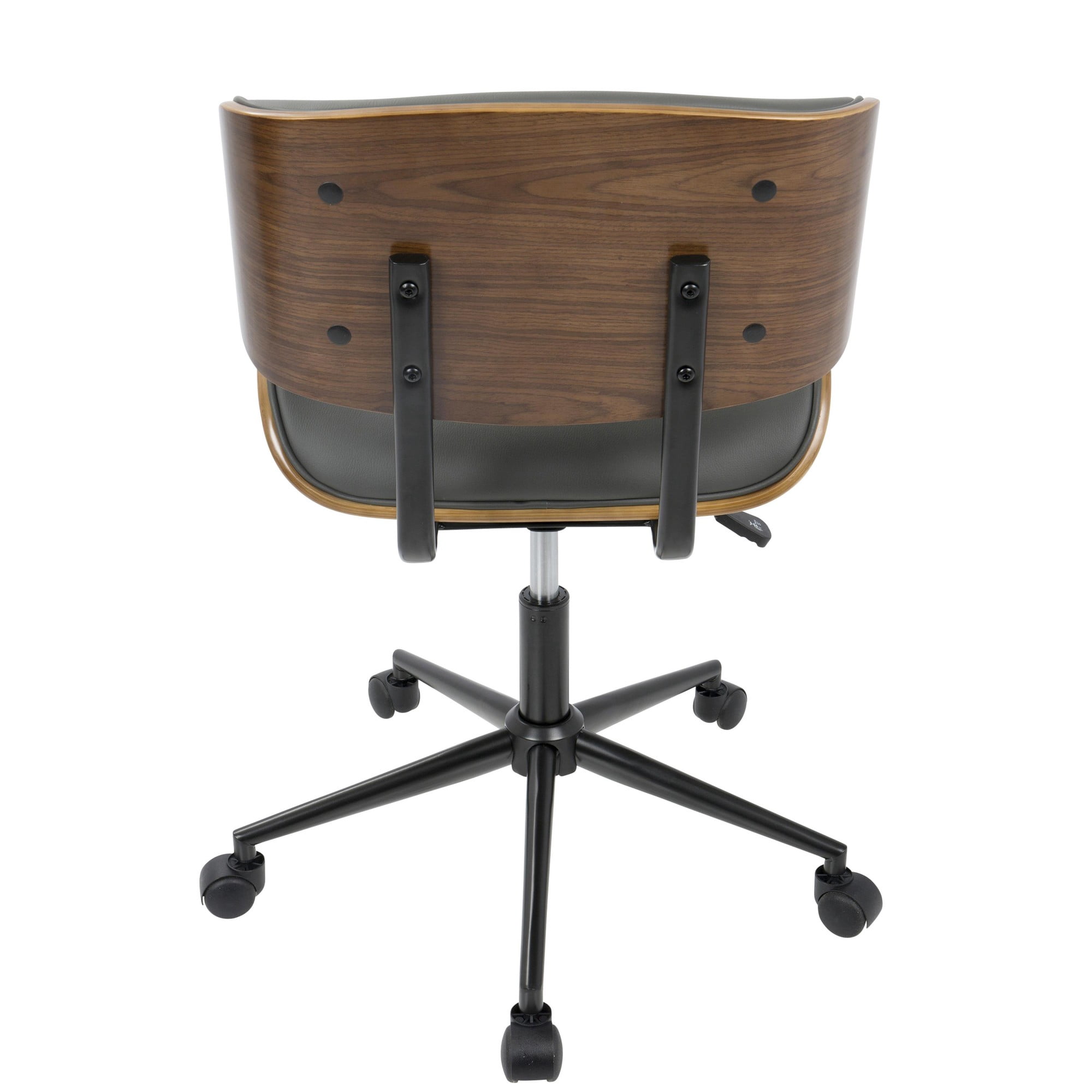 Lombardi Mid-Century Modern Adjustable Office Chair With Swivel In Walnut And Grey