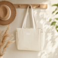 thumbnail image 1 of Bolso tote para mujer, multiusos, regalo, bolso de mano informal para el trabajo, playa, las y los viajes. Blanco, 1 of 8