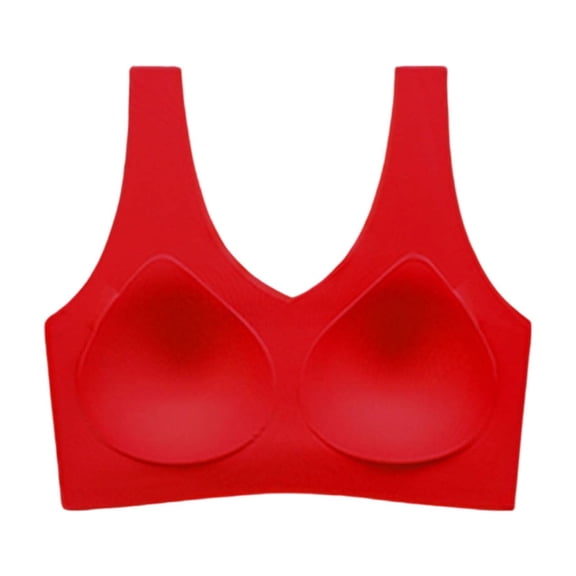 qelini Womens Sports Bras Plus Size Comfortable Light Support Bra Solid Color Breathable Everyday Bra