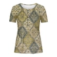 thumbnail image 4 of Giftesty Blouses for Women Dressy Casual Women's V-Neck Casual Short Sleeve Printed Buttoned Basic Ruched Corset Tunic Tops Pleated T-shirt Blouses, 4 of 4