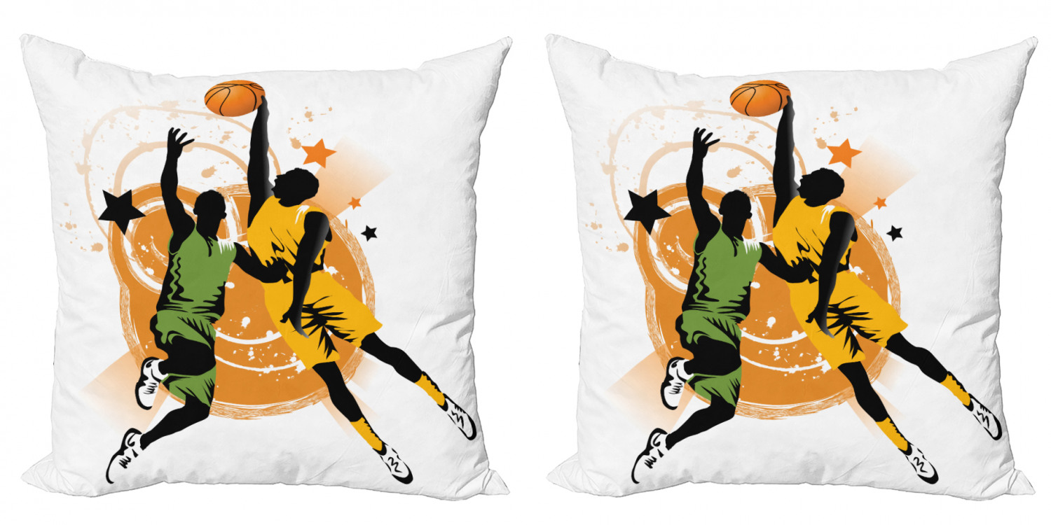 Basketball Throw Pillow Cushion Cover Pack of 2, Image of 2 Basketball