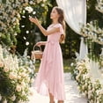 thumbnail image 4 of EnJoCho Girls Chiffon Junior Bridesmaid Dress Square Neck Flutter Sleeves High Low Formal Party Flower Girl Wedding Holiday Dance Pageant Evening Gown, 4 of 7