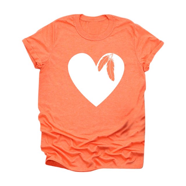CEHVOM T-shirt Imprimé Décontracté à Col Rond pour Adulte Orange Haut Ample à Manches Courtes
