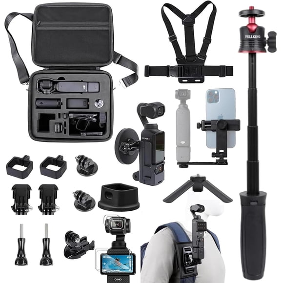 PellKing Accessories Kit for Osmo Pocket 3,Included Carrying Case,Magnetic Mount,Phone Monitor Holder,Selfie Stick,Mini Tripod,Desk Support Mount,Sho