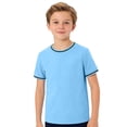 thumbnail image 1 of T-shirts à Manches Courtes Col Rond Unis pour Garçons, Hauts Décontractés Légers pour l'École et les Sorties, 5-14 Ans, 1 of 5