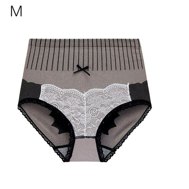 Ropa interior de mujer Abdomen Braguitas breves elásticas Calzoncillos de entrepierna sin costuras de cintura alta, Café, M sidaley AP000977-07