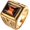 Citrine Gem, variant on Men's Stainless Steel Wide Birthstone Gemtone Gold Rings with Rabbit Pattern