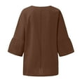 thumbnail image 4 of Cotton Linen Shirts for Women,3/4 Sleeve Casual Tunic Tops 2023 Loose Flowy Longshirt Crew Neck Solid Color Blouses 2023 Outfits, 4 of 6