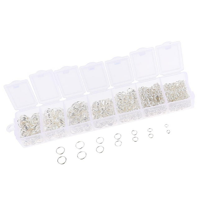 Abbracc 1500Pcs Open Jump Rings Box Set for DIY Jewelry Making Finding White