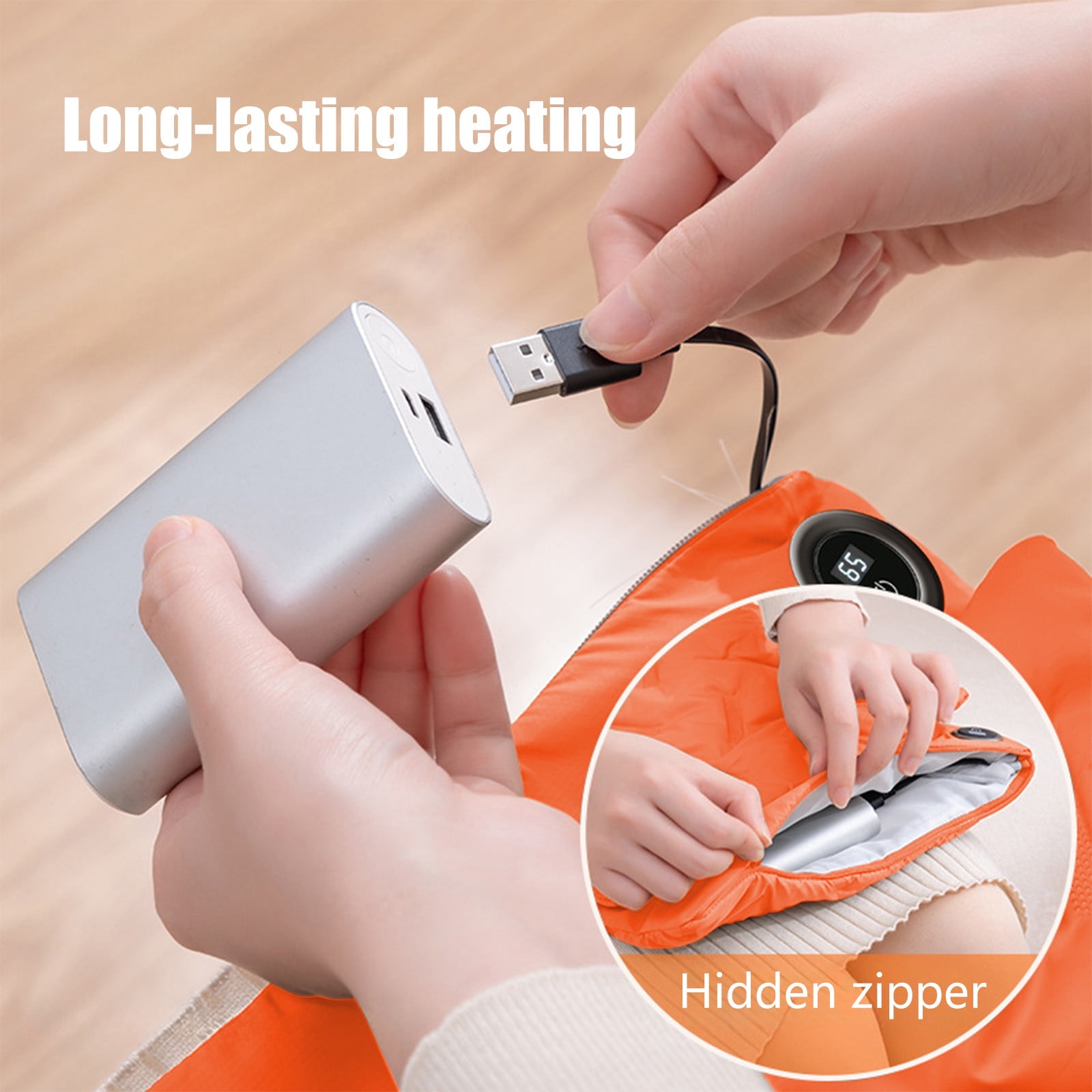 USB Hand Warmer Bag Multifunctional Portable Electric Heated Hand Warmer, Explosion Proof Digital Temperature Control for Home Office Travel Use