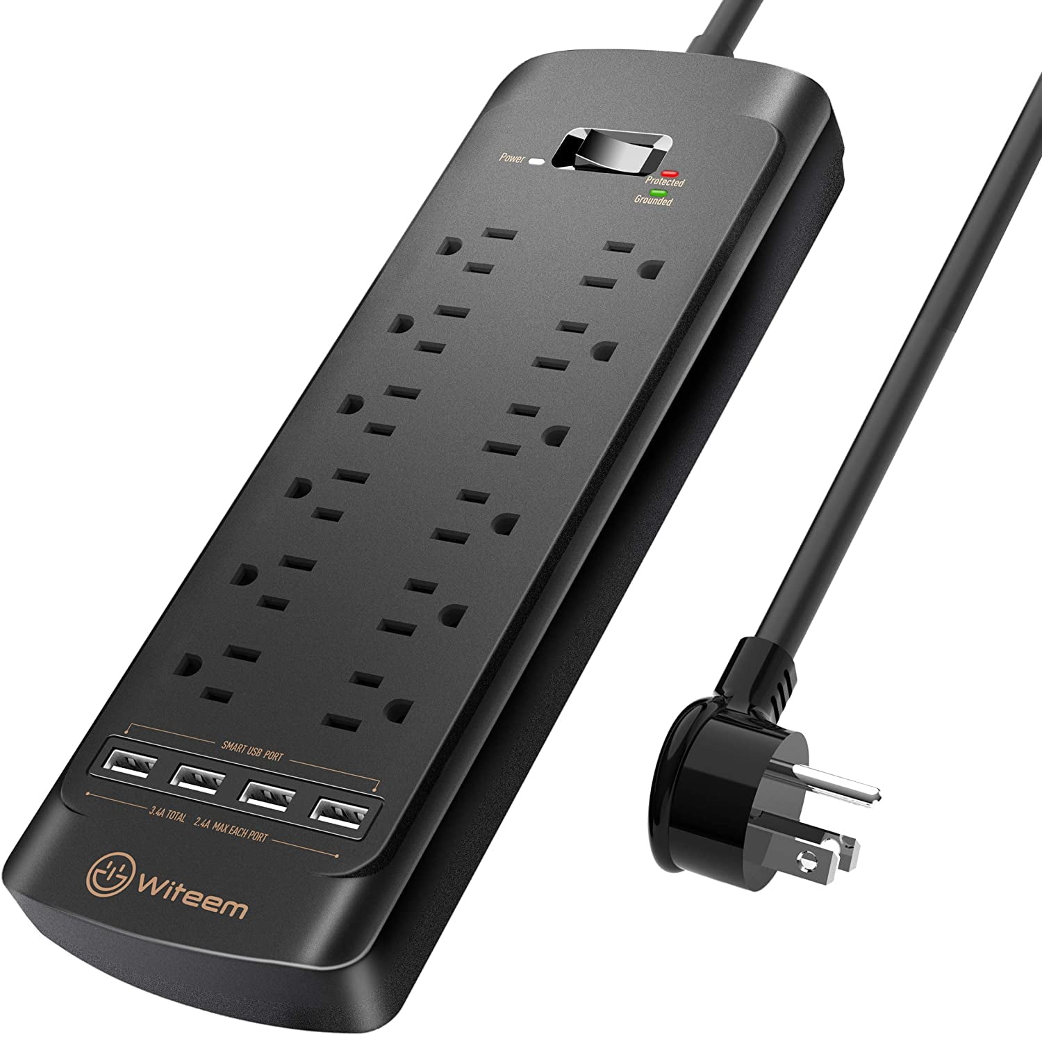 Witeem Power Strip with 12 Outlets Power and 4 USB Charging Ports, for  Computer Laptops Smartphone Home Office