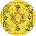 thumbnail image 1 of Ahgly Company Indoor Round Abstract Yellow Modern Area Rugs, 7' Round, 1 of 4