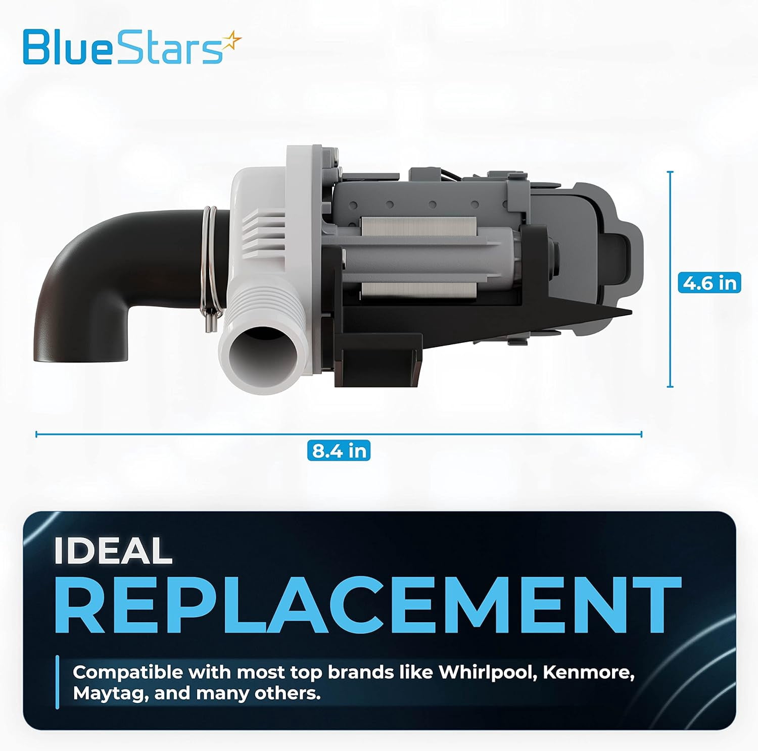 [UPGRADED] Ultra Durable W10536347 Washer Drain Pump Replacement part  - Exact Fit for Whirlpool Kenmore Washers - Replaces W10217134 AP5650269 W10281682 PS5136124