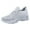 Gray, variant on Platform Sneakers for Women Solid Color Knit Mesh Breathable Slip on Walking Shoes Comfy Stretch Lace up Athletic Shoes White Size 7