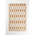 thumbnail image 2 of Handmade Wool Area Rug with Scalloped Edges, Modern Geometric Checkered Pattern, Soft Thick Carpet for Living Room Bedroom Kids Room, 9x12 ft, Brown, 2 of 5