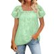 thumbnail image 1 of Tops De Encaje Tops de encaje para mujer, tops de verano con cuello cuadrado a la moda para ir de compras (verde S) Cgtredaw Para estrenar, 1 of 1