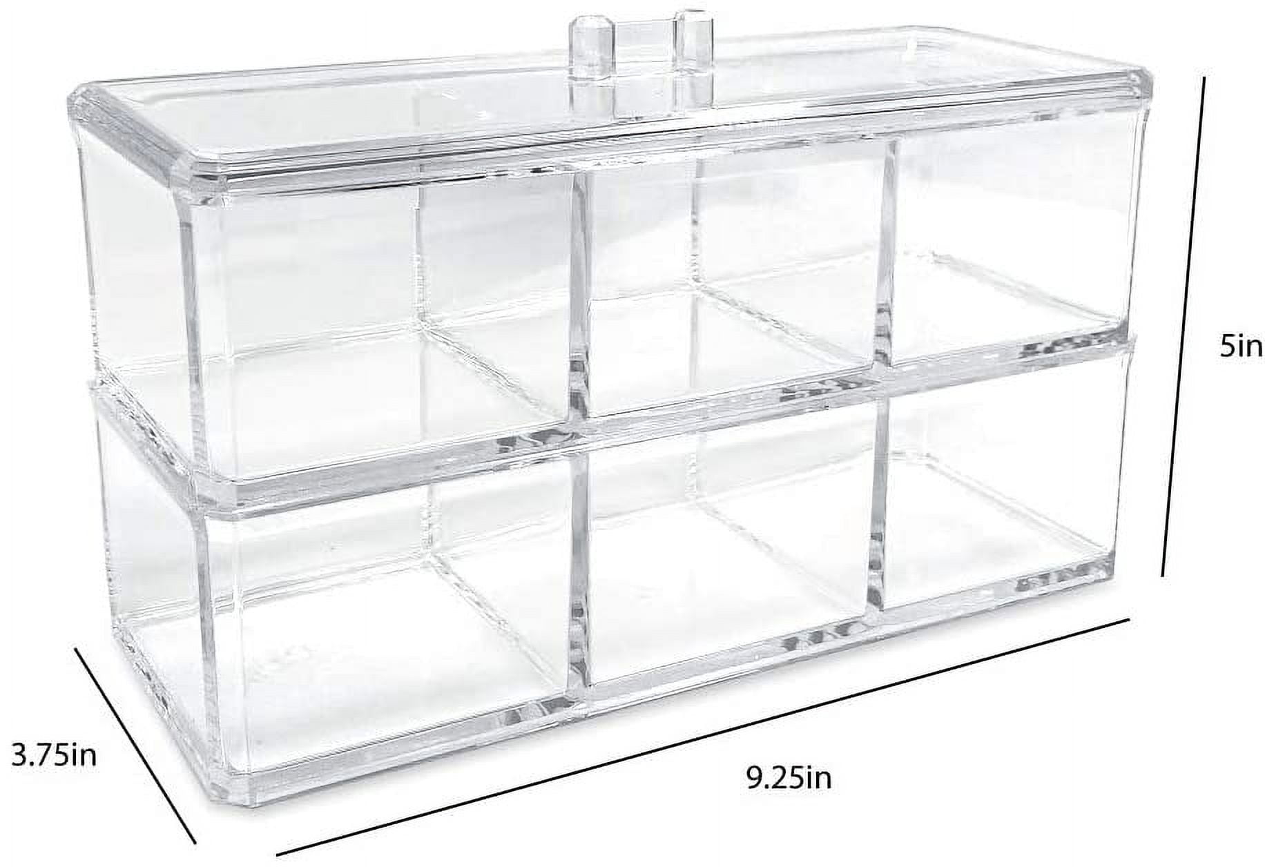Isaac Jacobs 3-Compartment Clear Acrylic Rectangular Stackable Organizer with Lid, Multi-Sectional Drawer Tray, Storage Solution for Makeup, Craft Supplies, for Bathroom, Kitchen, Office 2, Clear