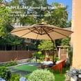 thumbnail image 2 of PURPLE LEAF 10FT Deluxe Round Wood Grain Patio Umbrella, Large Offset Cantilever Umbrella with 360° Rotation, Beige, 2 of 13