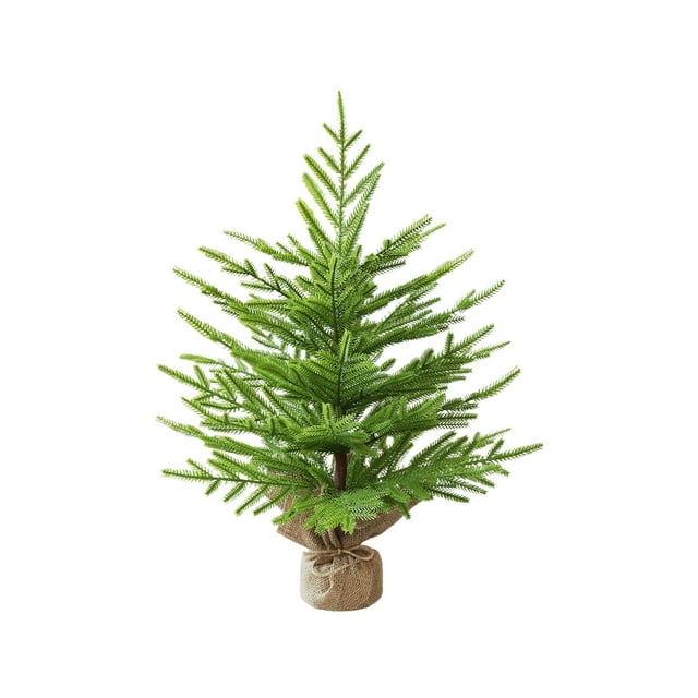 Colorful 24In Pe Simulated Tabletop Christmas Tree With Flocked Finish And Lights, Battery Powered For Indoor Decor