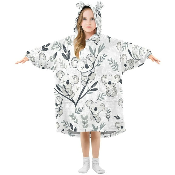 joogoo Wearable Blanket Hoodie for Cute Bear on Branch Oversized Sherpa Hooded 3-14 YR M