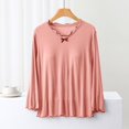 thumbnail image 4 of Birdeem Blouse pour Femme Unie Décontractée Mode Col Rond Régulière Manches Longues Hauts de Nuit, 4 of 12