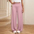 thumbnail image 2 of LIJCC Girls Drawstring Sweatpants High Waist Elastic Waist Wide Leg Athletic Joggers Solid Color Workout Casual Pants(Pink,9-10 Years), 2 of 7