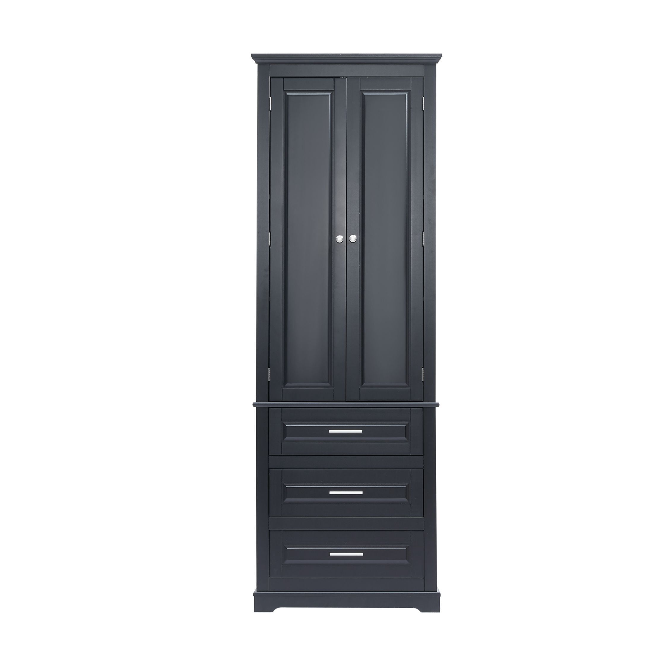 DEALTOPS Stylish Spacious Storage Cabinet with 3 Drawers and Adjustable Shelf for Bathroom, Living Room, Black