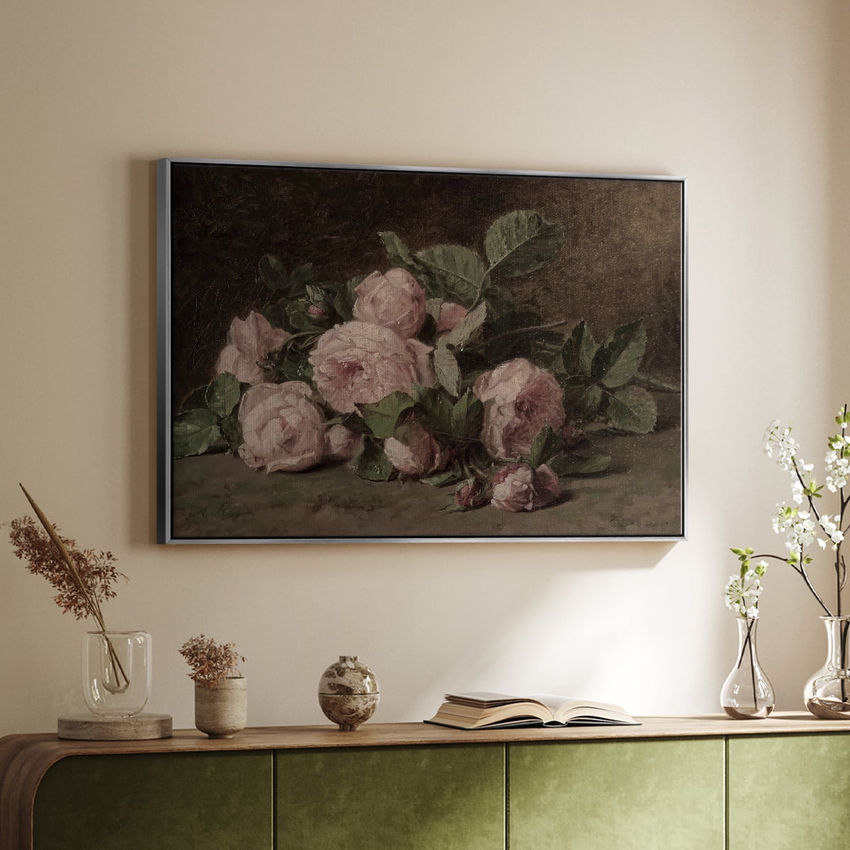 Vintage Botanical Print-XLI By Wexford Home Framed in Silver Wood Gallery Wrapped Canvas 17 in. x 25 in.