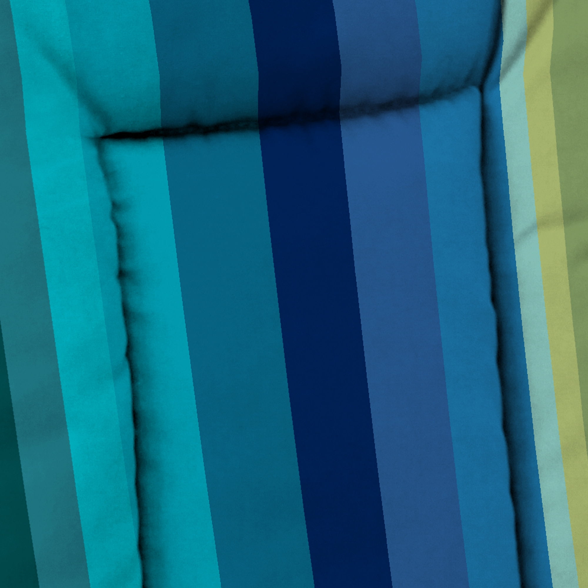 Jordan Manufacturing 38" x 21" Islip Teal Stripe Rectangular Outdoor Wrought Iron Chair Cushion with Ties and Hanger Loop