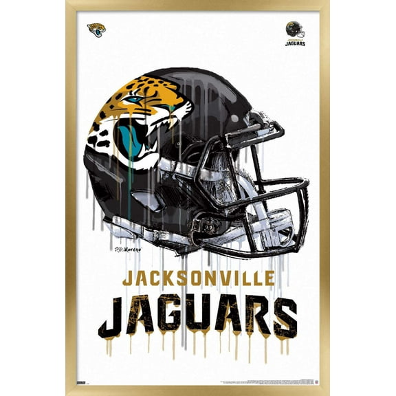 NFL JacksonVille Jaguars - Drip Helmet 20 Wall Poster, 14.725" x 22.375", Framed