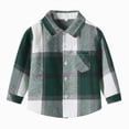 thumbnail image 2 of TOWED22 Toddler Boys Girls Flannel Plaid Shirt Button Down Long Sleeve Jacket Lapel Shacket Coat Tops Casual Outwear,Green,2-3 Y, 2 of 5