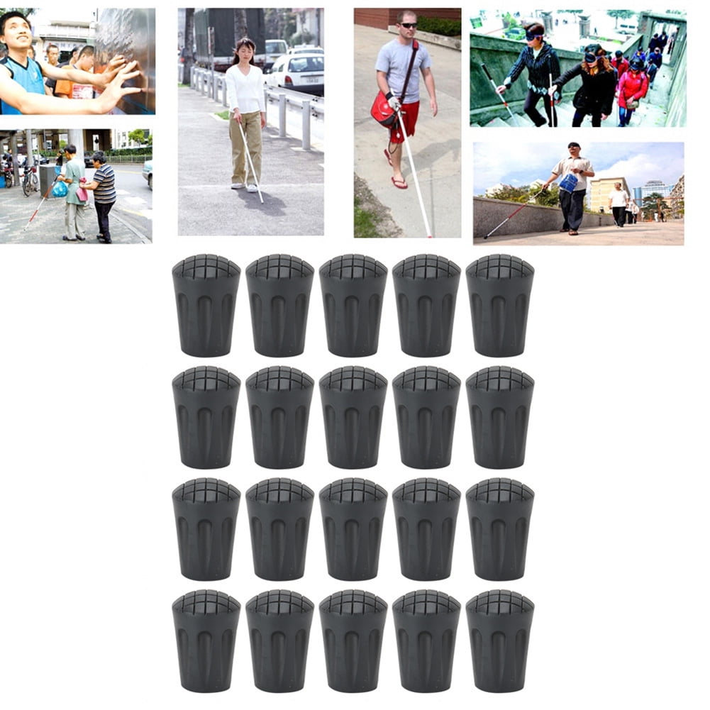 Gupbes Anti?Slip Walking Cane Tip,20pcs Replacement Reinforced Cane Tips Outdoor Anti?Slip Walking Cane Tip with Metal Gasket(Height 4.2CM, Inner diameter 11mm)