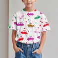 thumbnail image 2 of Virmaxy (18M-10Y) Boys Girls Cute Printed Shirt Toddler Baby Round Collar Short Sleeve Casual Tops Summer Loose Casual Trendy Pullover Shirt Hot Pink-6 6 Years, 2 of 6