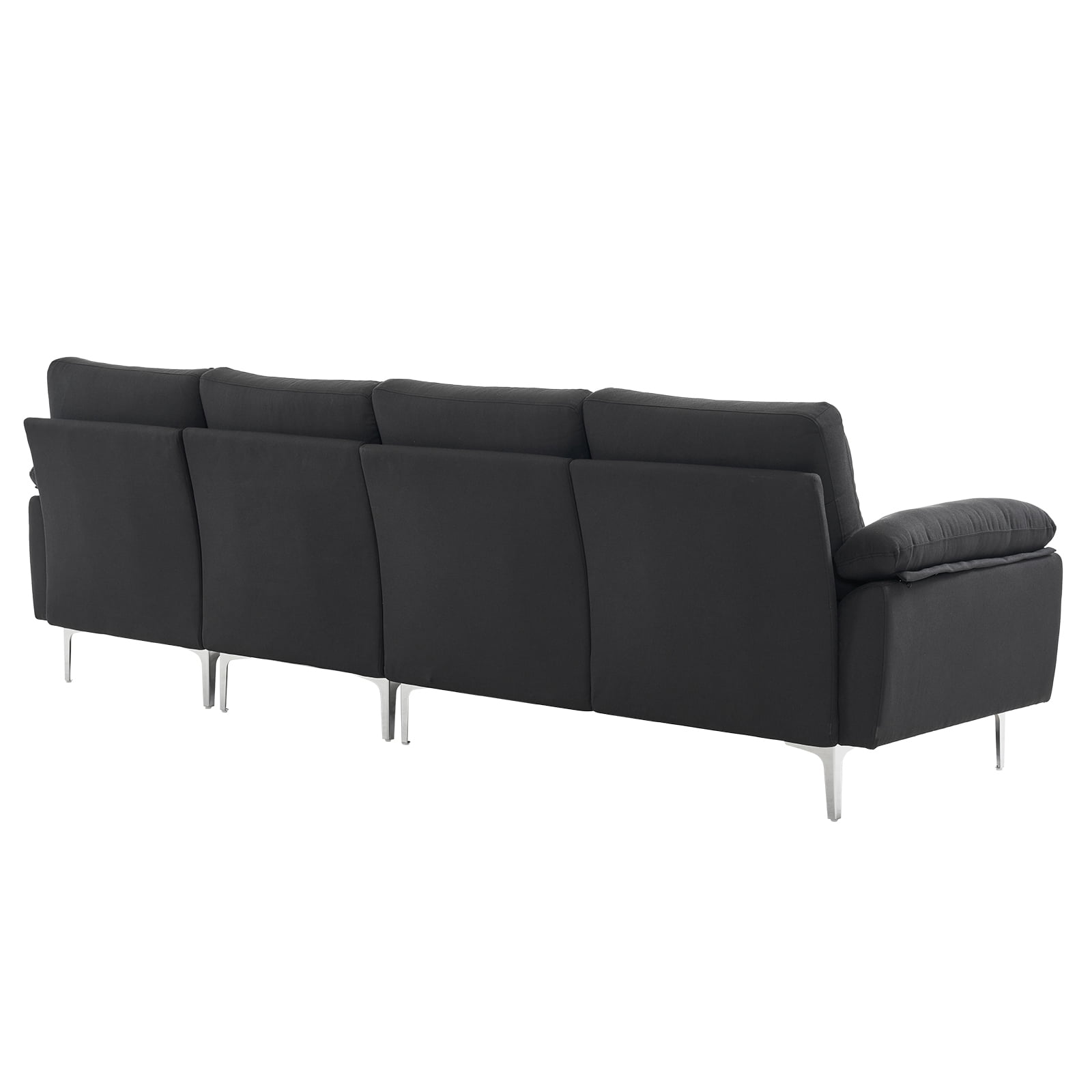 Ktaxon Sectional Sofa Set, L Shaped Linen Fabric Couch with Chaise Lounge, 4 Seats Sleeper for Living Room Black