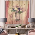 thumbnail image 2 of Designart 'Pink Flower Handpainted Still Life' Shabby Chic Print on Natural Pine Wood, 2 of 3