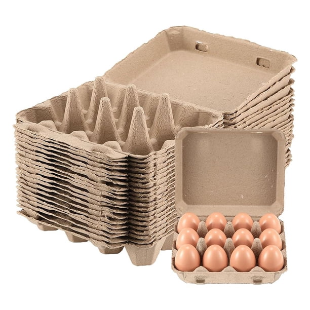 Paquete de 20 Cartones de Huevos, Cartones de Huevos Cuadrados de Pulpa de Papel Huevos, Contenedores de Cartones de Huevos Bandeja de Huevos Vacía Soporte para Huevos de Pulpa
