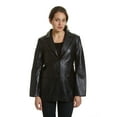 thumbnail image 4 of EXcelled  Women's Black and Brown Lambskin Leather Blazer, 4 of 5
