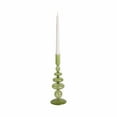 thumbnail image 5 of Decorative Glass Candle Holder for Taper Candles - Modern Candlestick Holder with Disc and Sphere Design for Table Decor - Pair with Gold Centerpieces for Tables and Living Room Display - 11", Green, 5 of 10
