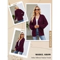 thumbnail image 5 of Nlife Women Open Front Lantern Sleeve Crochet Cutout Ribbed Edge Sweater, 5 of 5