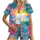 thumbnail image 1 of Karight Beach Vacation Blosue for Women Coconut Floral Tropical Printed Summer Short Sleeve Button Down Hawaiian Shirts, 1 of 7