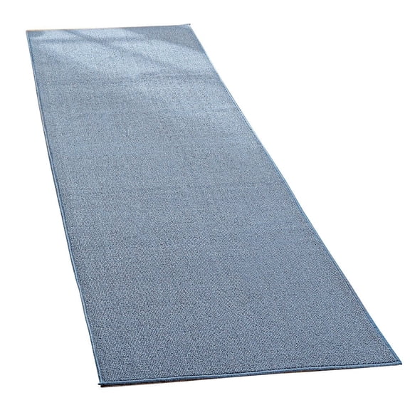 Collections Etc Extra-Wide and Extra-Long Skid-Resistant Floor Runner Rug for High-Traffic Flooring Areas, Including Entryways, Hallways, Foyers and Kitchens, Blue, 28"X120"