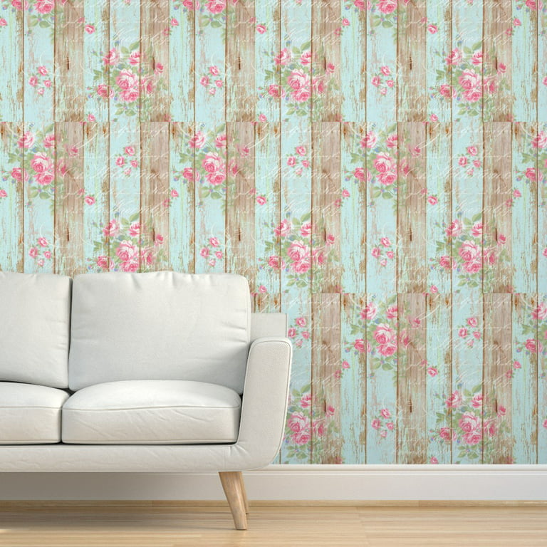 papel parede azulejos Conchas rosa estilo kawaii - TenStickers